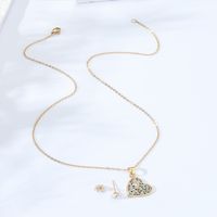 Simple Temperamental All-match Fashion Diamond Ot Buckle Plated Gold Love Necklace Earrings Set main image 3
