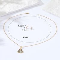 Simple Temperamental All-match Fashion Diamond Ot Buckle Plated Gold Love Necklace Earrings Set main image 4