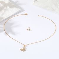Simple Temperamental All-match Fashion Butterfly Copper Plating 18k0.03 Μm Gold Necklace Earrings Set main image 3