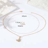 Simple Temperamental All-match Fashion Butterfly Copper Plating 18k0.03 Μm Gold Necklace Earrings Set main image 4