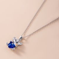 Silver Cartoon Elephant Blue Loving Heart Gemstone Necklace Pendant main image 3