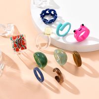 Frog Resin Ring Vacation Style Nose Female Aesthetic Ladies Ring Adjustable Letter Mood main image 1