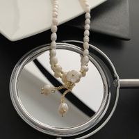 Natural Pearl Shell Lily Necklace Female Titanium Steel main image 1