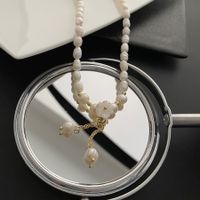Natural Pearl Shell Lily Necklace Female Titanium Steel main image 6