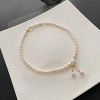 Natural Pearl Shell Lily Necklace Female Titanium Steel main image 4