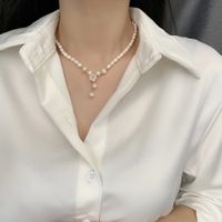 Natural Pearl Shell Lily Necklace Female Titanium Steel main image 3