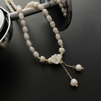 Natural Pearl Shell Lily Necklace Female Titanium Steel sku image 1