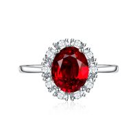 Fashion New Oval Ruby Four-claw Green Crystal Ring Copper main image 4