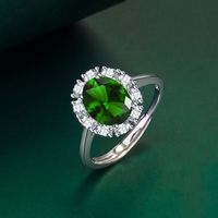 Fashion New Oval Ruby Four-claw Green Crystal Ring Copper main image 2