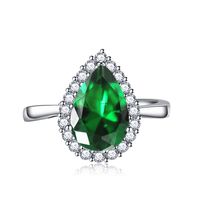 Fashion Water Drop Emerald Simulation Green Tourmaline Copper Open Ring sku image 6