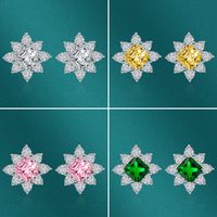 Fashion Women's Micro Inlaid Zircon Three-dimensional Flower Crystal Copper Earrings main image 1