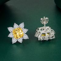 Fashion Women's Micro Inlaid Zircon Three-dimensional Flower Crystal Copper Earrings main image 2