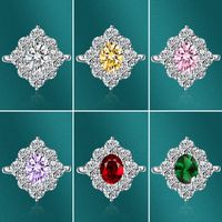 Ruby Imitation Moissanite Female Colored Gems Wedding Ring Copper Wholesale main image 5