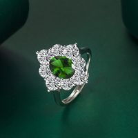 Ruby Imitation Moissanite Female Colored Gems Wedding Ring Copper Wholesale main image 4