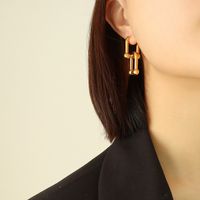 Fashion New Jewelry Titanium Steel Vachette Clasp 18k Gold Plating Ear Clip sku image 2