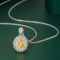 Fashion Yellow Pink Diamond Denier Shape Moissanite Pendant Copper Necklace main image 3