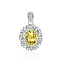 Fashion Yellow Pink Diamond Denier Shape Moissanite Pendant Copper Necklace sku image 3