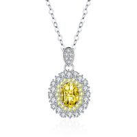 Fashion Yellow Pink Diamond Denier Shape Moissanite Pendant Copper Necklace main image 4