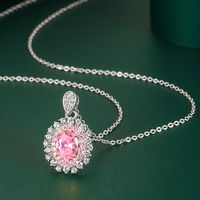 Fashion Yellow Pink Diamond Denier Shape Moissanite Pendant Copper Necklace main image 2