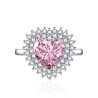 Fashion Pink Heart-shaped Full Rhinestone Zircon Sweet Copper Ring main image 4