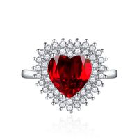 Fashion Pink Heart-shaped Full Rhinestone Zircon Sweet Copper Ring sku image 5
