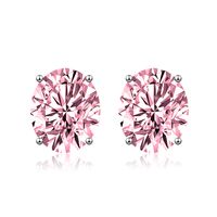 Fashion Inlaid Pink Diamond Copper Stud Earrings main image 3