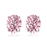 Fashion Inlaid Pink Diamond Copper Stud Earrings sku image 3