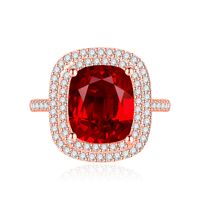 Fashion Women's Micro Rhinestone Square Pink Diamond Copper Ring sku image 7