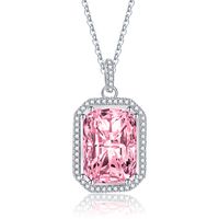 Quadrat Anhänger Diamant Farbige Edelsteine Weibliche Kupfer Schlüsselbein Kette Rosa Schmuck main image 3