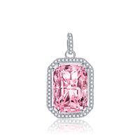 Square Pendant Diamond Colored Gems Female Copper Clavicle Chain Pink Jewelry sku image 3