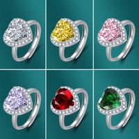 Fashion Heart-shaped Zircon Copper Ring Female Diamond Jewelry main image 1