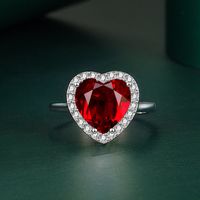 Fashion Heart-shaped Zircon Copper Ring Female Diamond Jewelry main image 4