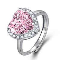 Fashion Heart-shaped Zircon Copper Ring Female Diamond Jewelry main image 3