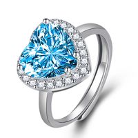 Fashion Heart-shaped Zircon Copper Ring Female Diamond Jewelry sku image 4