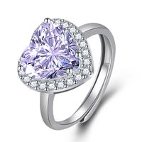 Fashion Heart-shaped Zircon Copper Ring Female Diamond Jewelry sku image 5