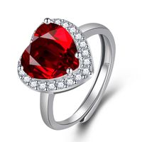 Fashion Heart-shaped Zircon Copper Ring Female Diamond Jewelry sku image 6