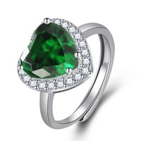 Fashion Heart-shaped Zircon Copper Ring Female Diamond Jewelry sku image 7