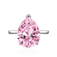 Fashion Colored Gems Jewelry Pink Water Drop Copper Open Ring main image 4