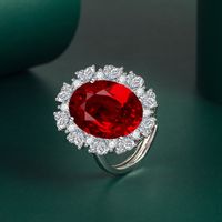 New Inlaid Big Diamond Emerald Retro Colored Gems Copper Ring Opening Adjustable main image 4