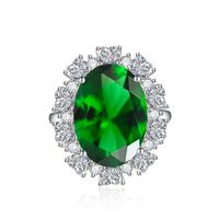 New Inlaid Big Diamond Emerald Retro Colored Gems Copper Ring Opening Adjustable sku image 3