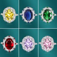 Bright Female Fashion Big Round Zircon Gemstone Inlaid Fancy Ring main image 1