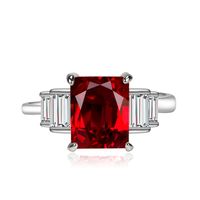Fashion Simple Pink Square Diamond Ring Full Rhinestone Zircon Copper Open Ring main image 4