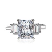 Fashion Simple Pink Square Diamond Ring Full Rhinestone Zircon Copper Open Ring sku image 1