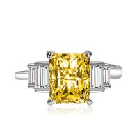 Fashion Simple Pink Square Diamond Ring Full Rhinestone Zircon Copper Open Ring sku image 2