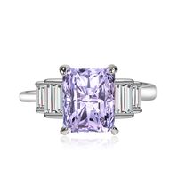 Fashion Simple Pink Square Diamond Ring Full Rhinestone Zircon Copper Open Ring sku image 4