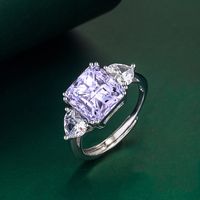Fashion Simple  Geometric Square Diamond Copper Ring main image 2