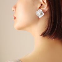 Fashion Unisex Geometric Imitation Pearl Titanium Steel 18k Gold Plated Earrings sku image 1