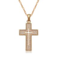 Fashion Cross Copper Inlaid Zircon Pendant Gold-plated Necklace main image 1