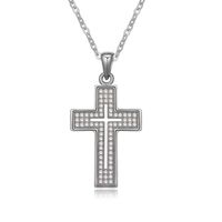 Fashion Cross Copper Inlaid Zircon Pendant Gold-plated Necklace sku image 1