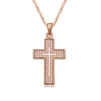Fashion Cross Copper Inlaid Zircon Pendant Gold-plated Necklace sku image 3